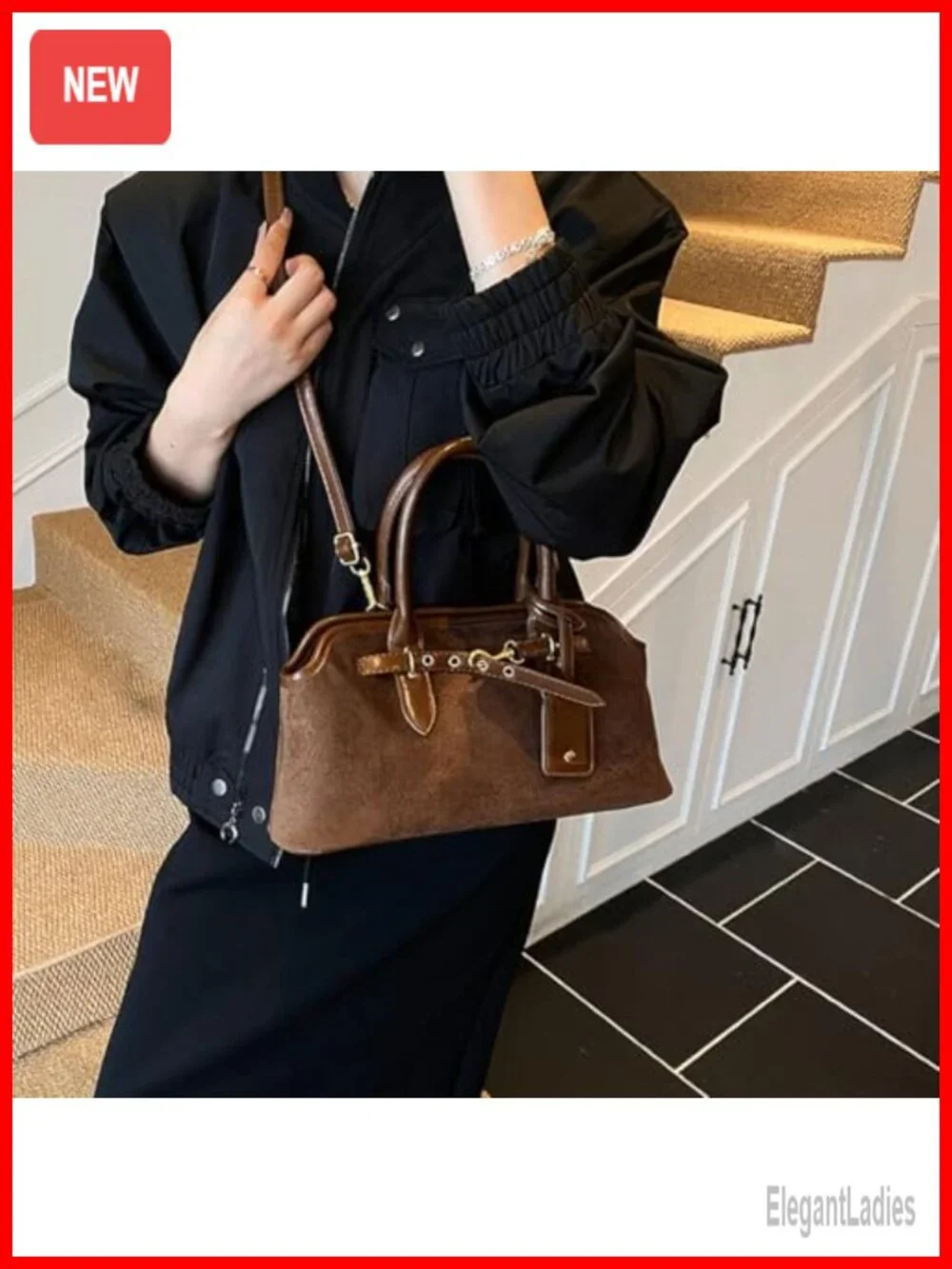 Faux Suede Tote Bag Slouchy Hobo Shoulder Crossbody Handbag